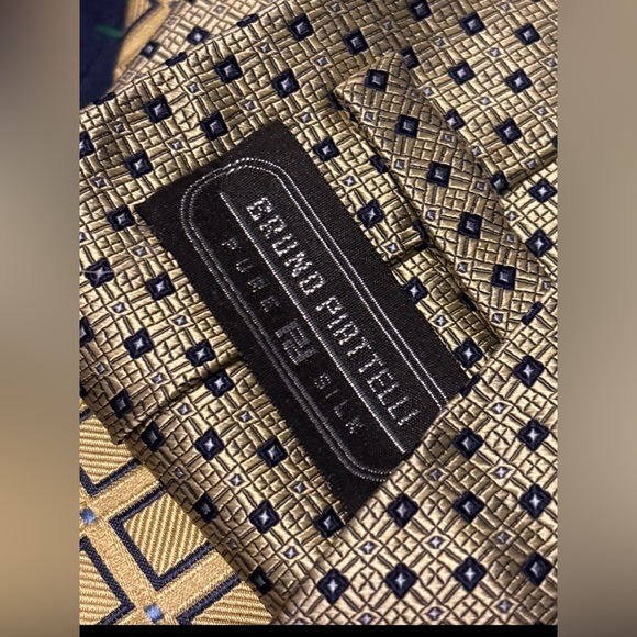 Bruno Piatelli & Hilfiger Silk Geometric Gold Men's Ties Combo - Picture 5 of 8